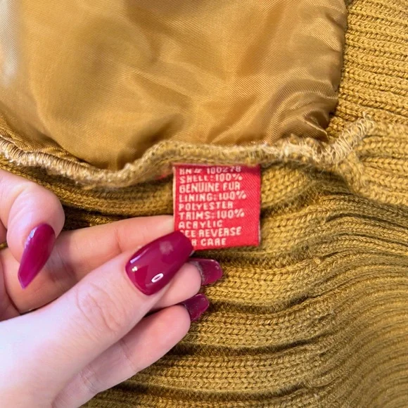 Vintage Jennifer J Y2K Genuine Fur Mustard Zip Jacket - Picture 6 of 6